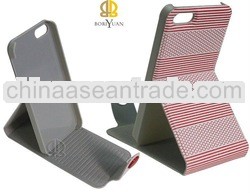 Strip flip leather case for iPhone 5 folio leather case
