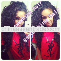 TOP SELLING ! new style #1b kinky curly peruvian hair glueless full lace 100% human hair wig