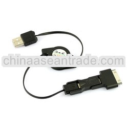 Universal 3 in 1 retractable USB cable for iPhone 4 /Micro USB/Mini USB mobile devices