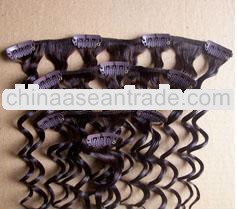 Unprocessed 100% Remy Chinese human hair, clips hair extension