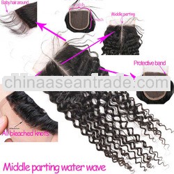 Unprocessed virgin hair free shipping lace closure with middle part