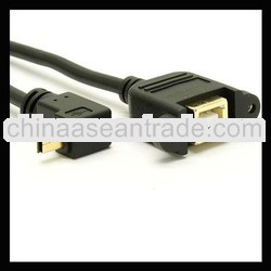Up Angle Mini-B to Panel Mount B Female Cable