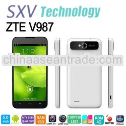 V987 Android 4.1 MTK6589 Quad Core 1.2GHz 5.0 Inch Screen 1280*720 Built in GPS ZTE Mobile Phone 1GB