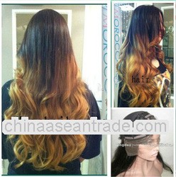 Wholesale Price U Shape 20" #1B#144 Ombre Two Tone, Loose Wave, brazilian virgin hair u part wi