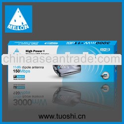 Wifi usb adapter RT3070,150Mbps,11dbi antenna Melon N3000