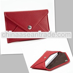 Women Red Leather Elegant Name Card Holder