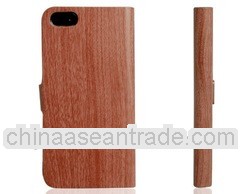 Wood Pattern Faux Leather Case with Magnetic Closure for iPhone 5s (Dark Brown)