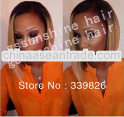 Wow! women lovely 14" two tone ombre color #1b/27 bob style 100% virgin indian human hair u par