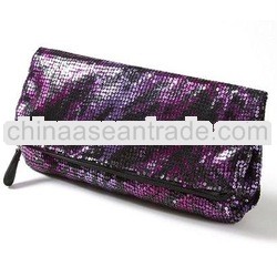 Zebra sequin clutch bag three compartments