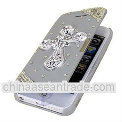 crystal crooss PU Leather Flip Hard Case Cover for iphone5 5s