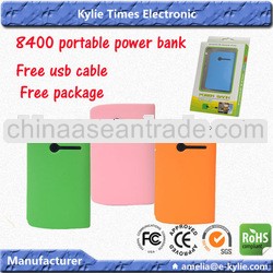 dual usb 8400mah power bank with ce rohs with led light for iphone