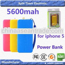 for iphone 4/4s 5600mah high capacity portable travel usb power bank 1 year guaranty accept paypal