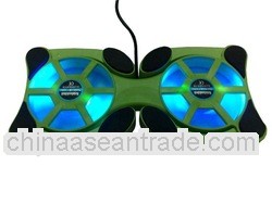 green adjustable fan cooling pad for laptop