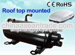 horizontal a/c compressor for roof-mounted air conditioning unit