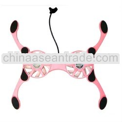 pink plastic mini laptop cooling pad with 2 fans