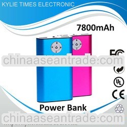 power bank charger with charging cable 7800mah for iphone 5