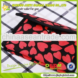 promotional foldable pouch red heart printed fashion cosmetic bag