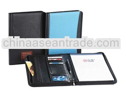 pu leather zipper portfolio with calculator & pad