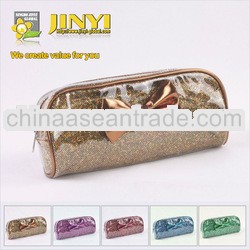 shinning PVC cosmetic bag/girls pencil pouch with bowknot decorated