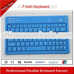 silicone bluetooth keyboard for 7" tablet pc with leather case