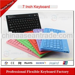 silicone flexible bluetooth keyboard with leather case for 7" tablet
