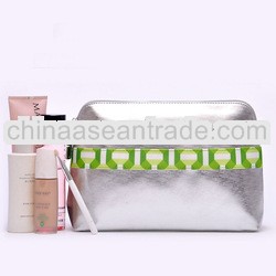 the latest designer large capacity silvery PU cosmetic bag with high quality