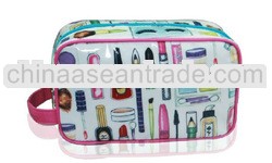 the latest fashion cute printing cosmetics pattern PVC waterproof wash bag cosmetic bag for girls