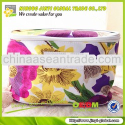 travel case with silk printing label flower printed cosmetic case