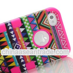 wholesale 3 in 1 silicone aztec case for iphone 4 5