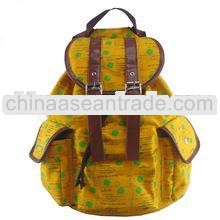 yellow canvas backpack