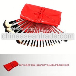 22 Piece Red makeup brush set various tube colors available