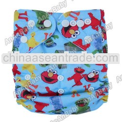 Affordable Double Row Snaps AIO Baby Diaper Cartoon Printed Cloth Nappy Diapers Baby