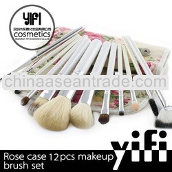 Distributor!Rose flower case 10pcs makeup brushes high quality synthetic makeup brushes