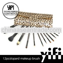 Hot sale, whoesale!12pcs leopard print makeup brush kabuki makeup brush
