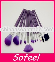 Hot selling purple handle &synthetic hair cosmetic brush kit for gilr makeup