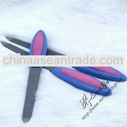 Metal nail file with plastic handle