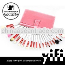 Pro pink 20 pcs makeup brush Case round foundation brush