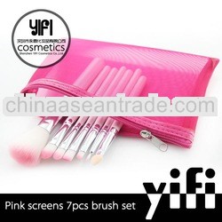 Professional distributor!Pink screen 7 pcs brush set cute travel makeup brushes