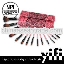 Professional!pink reptile case 15pcs makeup brush setmagnetic brush