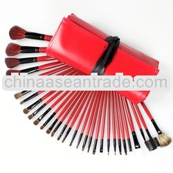 Red case 30pcs makeup brush set angled foundation brush