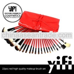 Wholesaler!red roll case 22pcs makeup brush sethigh quality hot-selling makeup brush