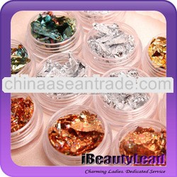 fashion nail tinfoil salon nail art with three different colors