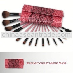 pink reptile 15 pcs makeup brush Case travel cosmetic brush tool
