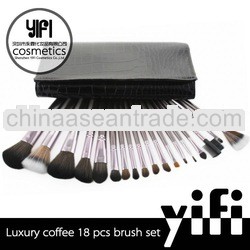 professional manufacturer!Coffee reptile case 18pcs makeup brush set cheap hair brush