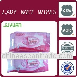 single use wet tissue/spunlace surface and soft lady wet wipes