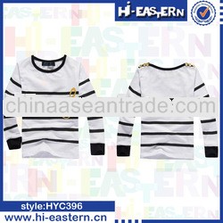 2013 new design black and white stripe long sleeve children t shirt