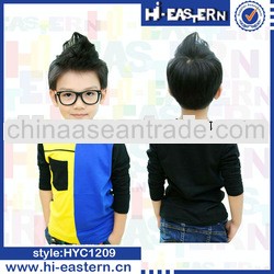 2013 new stylish long sleeve children boy t shirt/color contrast long sleeve shirt