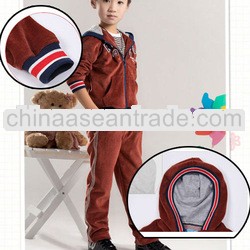 Autumn winter 2013 children clothing sports twinset with hood unlined velour pure colour zipper-up k