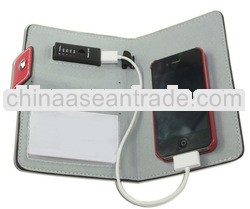 Hot sale leather case for iphone 4 solar case charger