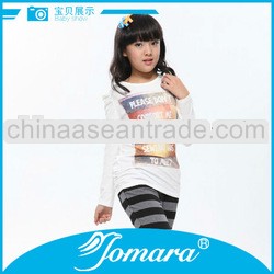 Long sleeve girl high tops plain white cotton shirt